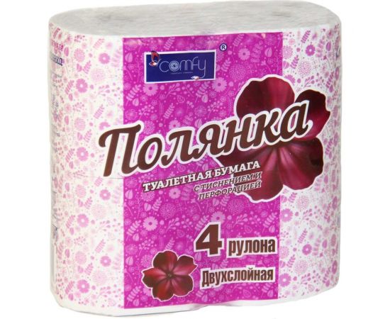 Туалетная бумага Сomfy "Полянка" 2 сл. 4 рул./вл.12 1-3198 