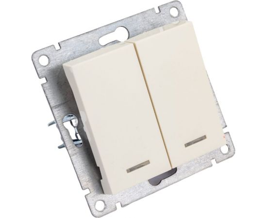 Двухклавишный выключатель UNIVersal с подсветкой серия афина, с/у, 10а, 220в, слоновая кость ivory еврослот A0123-I 