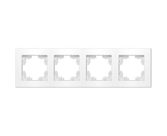 Четырехместная горизонтальная рамка UNIVersal серия афина белая еврослот A0046 