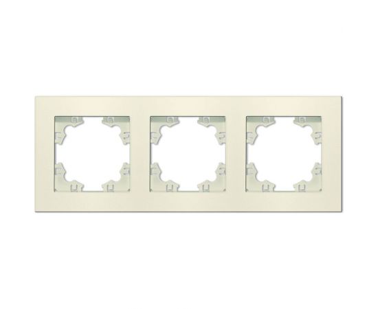 Трехместная горизонтальная рамка UNIVersal серия афина слоновая кость ivory еврослот A0045-I 