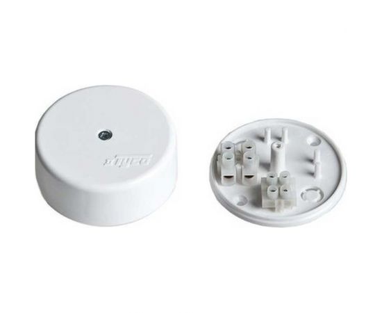 Распределительная коробка для открытой проводки Рувинил Тусо D 62 мм H24 мм 2 пары клеммников 65001Б 