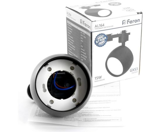 Трековый однофазный светильник на шинопровод FERON al164 под лампу gx53, черный, 48547 – изображение 11