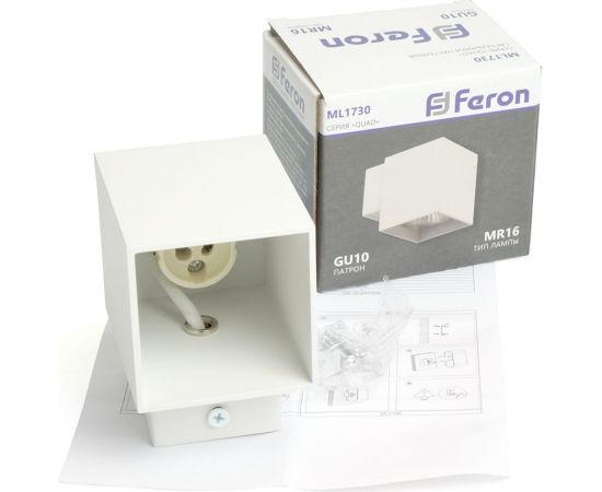 Настенный светильник FERON ML1730 QUAD MR16 35W, 230V, GU10, белый IP20 48430 – изображение 11