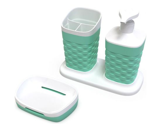 Набор для ванной комнаты ПОЛИМЕРБЫТ REEF на подставке 4 предмета, цвет в ассортименте 4337133 – изображение 2