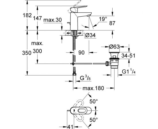 Смеситель для раковины GROHE BauLoop со сливным гарнитуром 23335000 – изображение 2