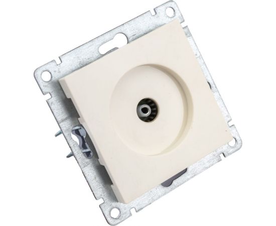 Телевизионная одноместная розетка UNIVersal серия афина, с/у, тупиковая, 75ом, ч/д 4-2400мгц, слоновая кость ivory еврослот A0027-I – изображение 2
