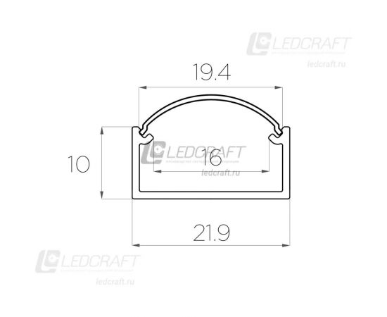 Комплект алюминиевого профиля LEDCRAFT с экраном и заглушками LC-LP1022M20-1 1638000111 – изображение 2