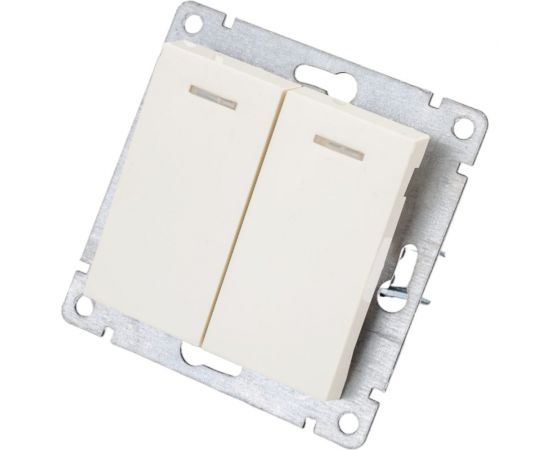 Двухклавишный выключатель UNIVersal с подсветкой серия афина, с/у, 10а, 220в, слоновая кость ivory еврослот A0123-I – изображение 2
