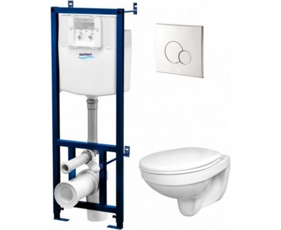 Подвесной унитаз Santeri Пэк Альфа с сиденьем полипропилен, инсталляция, панель хром глянец 1.3815.9.S00.00B.0 00061623 – изображение 2