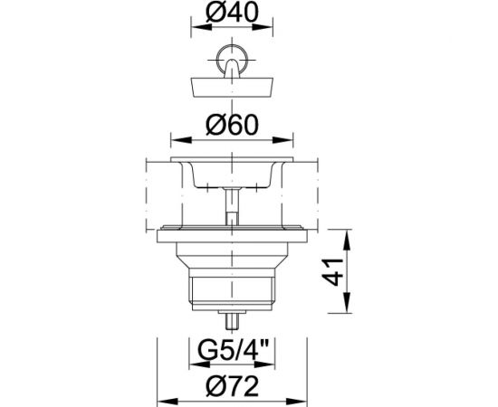Водослив для раковины STYRON 5/4 с решёткой, 60 мм, с болтом м6x70 STY-542-1 – изображение 2