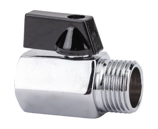 Прямой кран для бытовой техники Rvc (15) 1/2 г х 1/2 ш, мини (ручка черная) 13549 – изображение 2