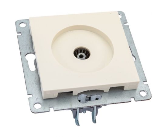 Телевизионная одноместная розетка UNIVersal серия афина, с/у, тупиковая, 75ом, ч/д 4-2400мгц, слоновая кость ivory еврослот A0027-I – изображение 3