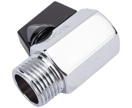 Прямой кран для бытовой техники Rvc (15) 1/2 г х 1/2 ш, мини (ручка черная) 13549 – изображение 3