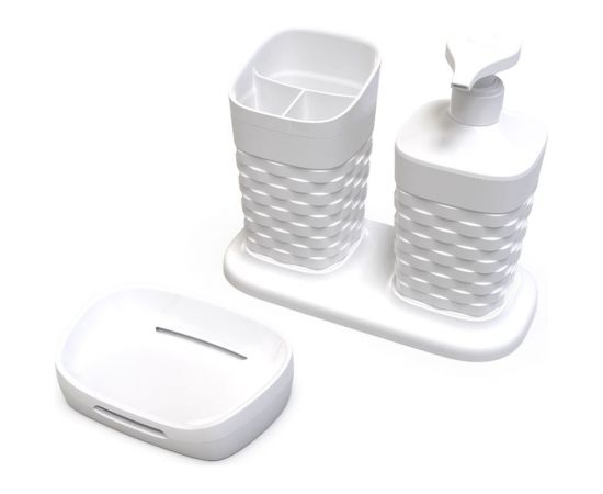 Набор для ванной комнаты ПОЛИМЕРБЫТ REEF на подставке 4 предмета, цвет в ассортименте 4337133 – изображение 3