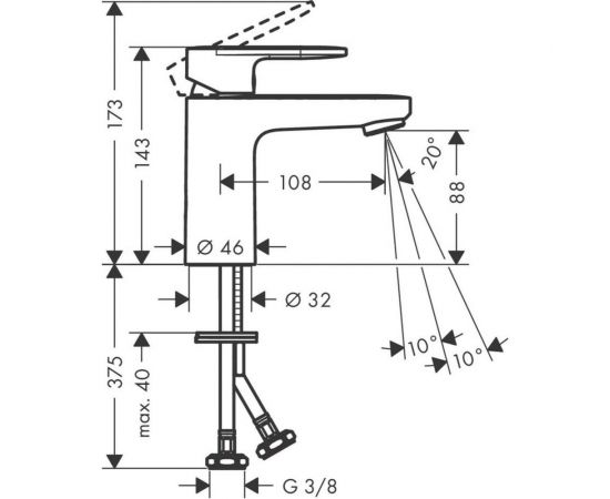 Смеситель для раковины Hansgrohe Vernis Blend 100, без сливного набора, латунь, хром 71580000 – изображение 4