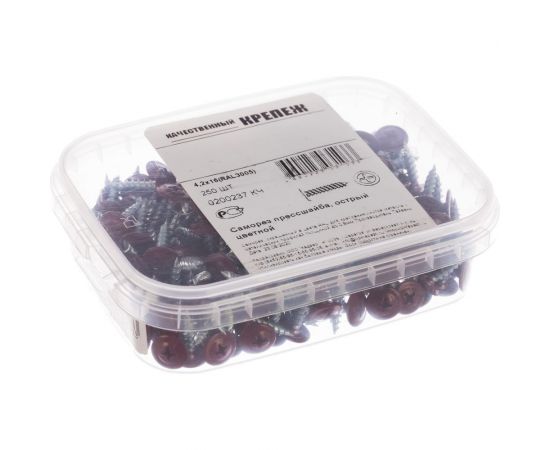 Прессшайба Качественный КРЕПЕЖ 4.2х16 мм, красное вино RAL 3005, острая, 250 шт 0200237 КЧ – изображение 5