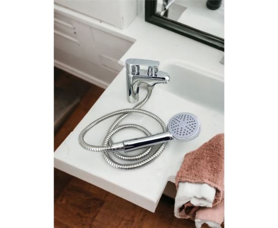 Смеситель для раковины Rainsberg с душевой лейкой 160 мм, глянцевый хром R2001F-5 – изображение 5