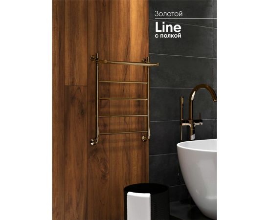 Полотенцесушитель INDIGO Line с полкой (н.р.1"") 80/50 (к-3, Золото) LLSHW80-50GDPK3 – изображение 6