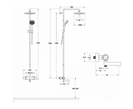 Термостатическая душевая колонна Jacob Delafon ATOM E26237-CP 00000114650 – изображение 6