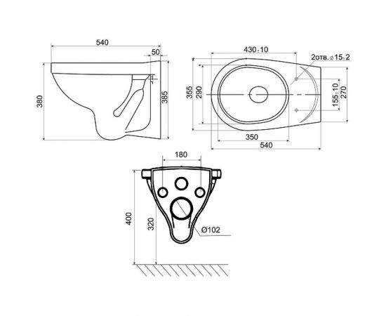 Подвесной унитаз Santeri Пэк Альфа с сиденьем полипропилен, инсталляция, панель хром глянец 1.3815.9.S00.00B.0 00061623 – изображение 6