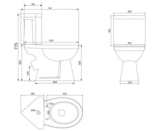 Унитаз-компакт CREO PROJECT PR1003C угловой +PR1002X кос.вып. (Белый) COMBO-PR1003C – изображение 8