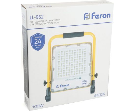 Переносной светодиодный прожектор FERON ll-952 с зарядным устройством ip66 100w 6400k, 48677 – изображение 9