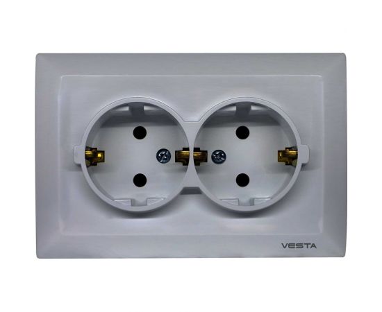 Двойная розетка Vesta Electric Roma Silver c заземлением FRZ00010111SRM 