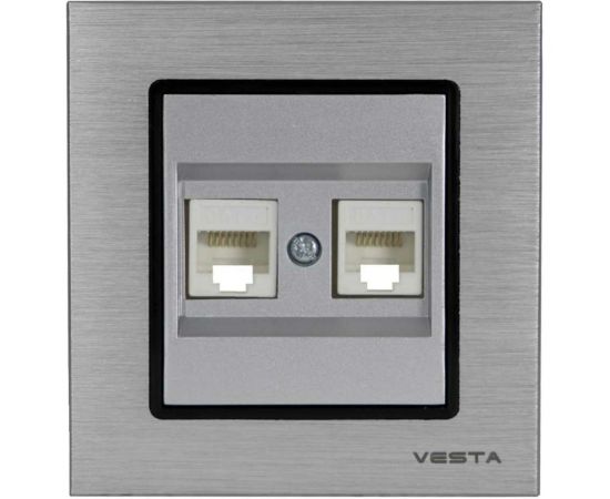 Двойная розетка Vesta Electric Exclusive Silver Metallic для сетевого кабеля LAN FRZ00041019SER 