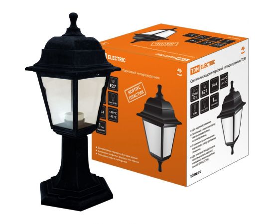 Садово-парковый светильник TDM НТУ 04-60-001 четырехгранник, стойка, пластик, черный SQ0330-0705 