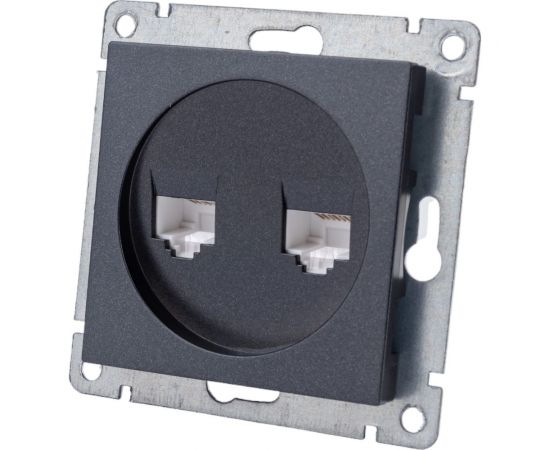 Компьютерная двухместная розетка UNIVersal серия афина с/у, 1а, rj45, графит еврослот A1086-Gr 