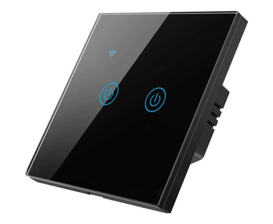 Умный двухкнопочный сенсорный выключатель Roximo черный SWSEN01-2B 