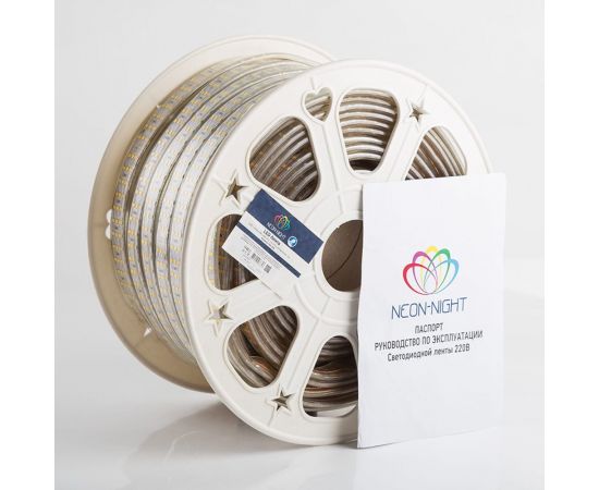 Светодиодная лента Neon-Night LED 220В, 7.5x20 мм IP67 SMD 2835, 276 LED/m теплый белый 50 м 142-204 