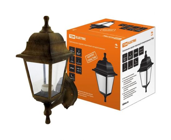 Садово-парковый светильник TDM НБУ 04-60-001 четырехгранник, настенный, пластик, бронза SQ0330-0714 