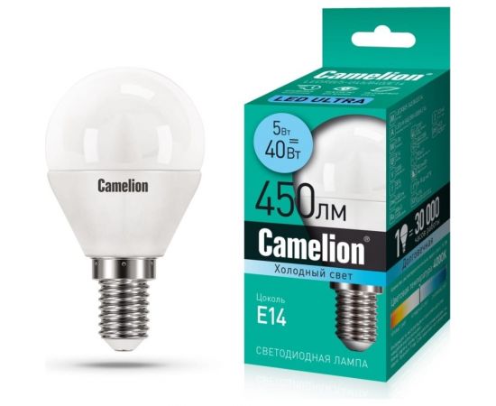 Светодиодная лампа Camelion LEDRB/5-G45/840/E14 (5Вт 220В, LED-M G45 5W 4000K E14) 15058 
