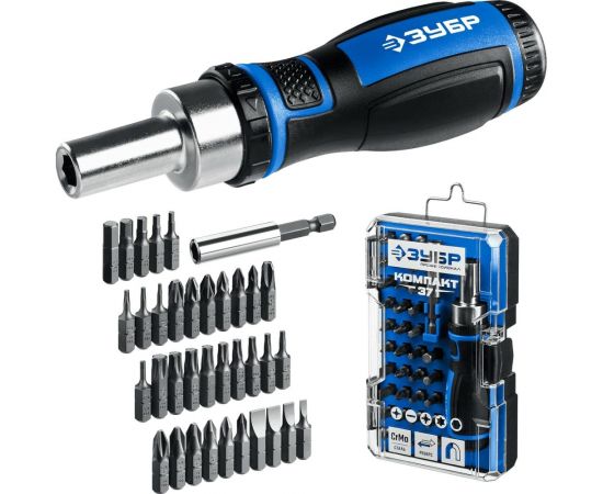 Компакт-37 набор: реверсивная отвертка с насадками 37 шт ЗУБР 25164-H37_z01 