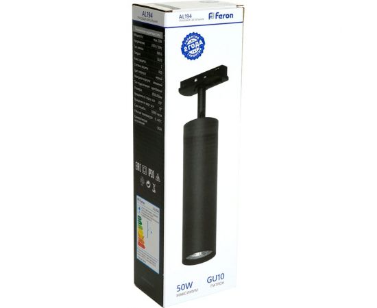Трековый однофазный светильник на шинопровод FERON al194 под лампу gu10, черный, 48541 – изображение 12