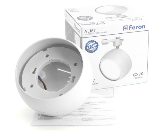 Трековый однофазный светильник на шинопровод FERON al167 под лампу gx70, белый, 48550 – изображение 12