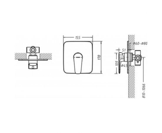 Встраиваемый смеситель Bravat Source Black 1-функция, черный матовый 00267778 PB8173218BW-ENG – изображение 2