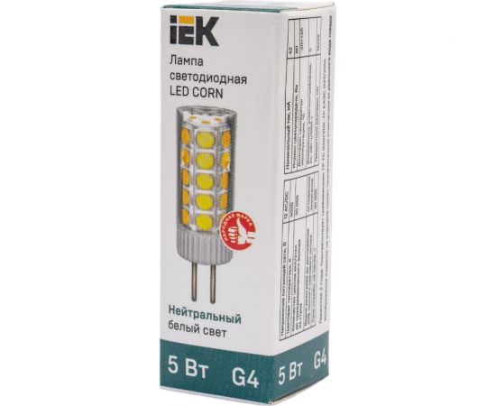 Светодиодная лампа IEK corn капсула 5вт 12в 4000к керамика g4 LLE-CORN-5-012-40-G4 – изображение 2