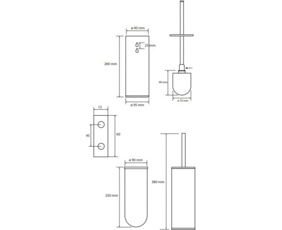 Ершик BEMETA OMEGA подвесной/наполный, черная щетка 102313067 – изображение 2