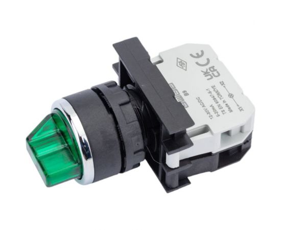 Переключатель Emas с подсветкой светодиод 0-1 без фиксации зеленый 1НО 12-30 B190SL21Y – изображение 3