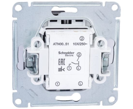 2-клавишный выключатель Schneider Electric AtlasDesign Сталь сх.5, 10АХ, механизм SE ATN000951 – изображение 3
