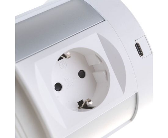 Полуавтоматический блок розеток Mebax 107J 4 секции Серебро+Белый d120мм 2 USB А + 2 USB С беспроводная 00-00001171 – изображение 3