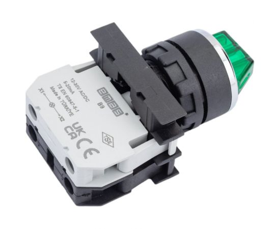 Переключатель Emas с подсветкой светодиод 0-1 без фиксации зеленый 1НО 12-30 B190SL21Y – изображение 4