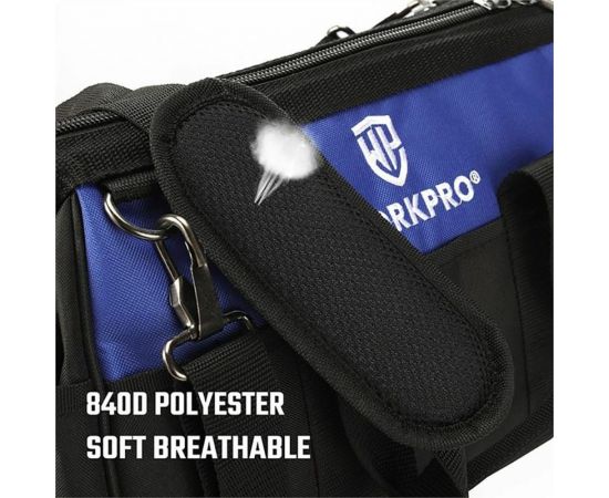 Сумка для инструмента WORKPRO 640D 420x230x270 мм, с широким горлом, на молнии, с пластиковым дном WP281007 – изображение 4
