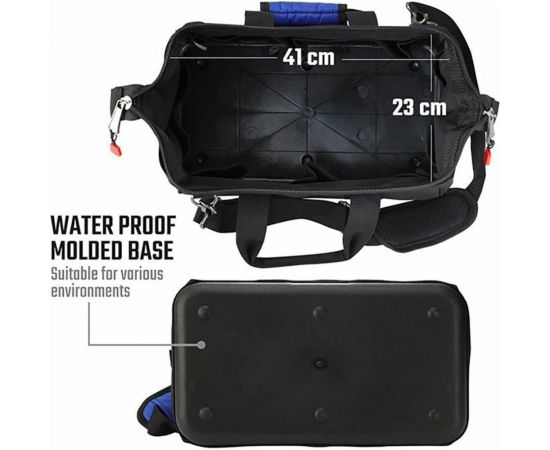 Сумка для инструмента WORKPRO 640D 420x230x270 мм, с широким горлом, на молнии, с пластиковым дном WP281007 – изображение 5