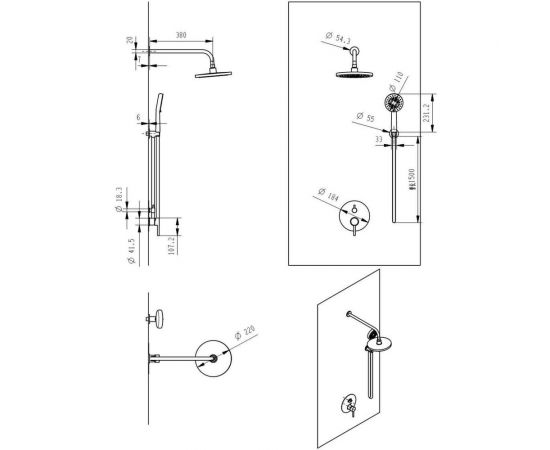 Встраиваемый смеситель для душа SANTREK AQUA-1051 (SAP-1051) круглая лейка, хром (диаметр тропической лейки 22.5 см) 312278 – изображение 5