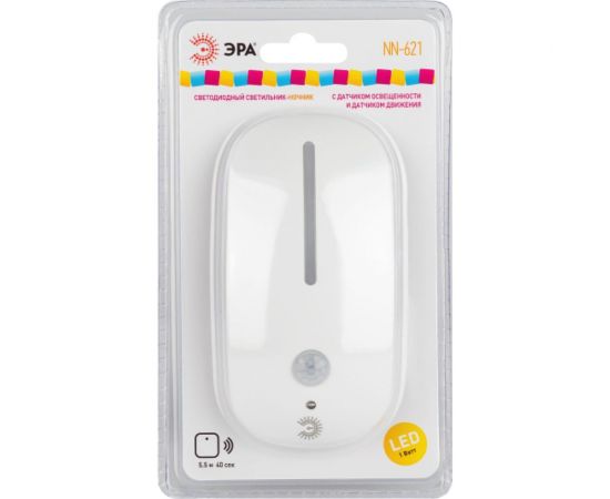 Светодиодный светильник ночник ЭРА NN621LSMSW в розетку, с датчиком, освещенности и датчиком движения Б0057212 – изображение 5
