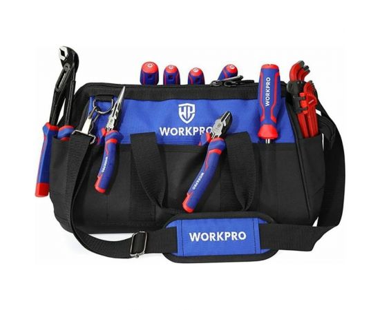 Сумка для инструмента WORKPRO 640D 420x230x270 мм, с широким горлом, на молнии, с пластиковым дном WP281007 – изображение 6