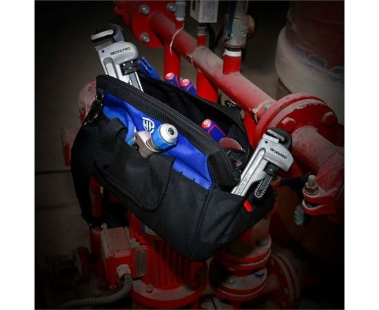 Сумка для инструмента WORKPRO 640D 420x230x270 мм, с широким горлом, на молнии, с пластиковым дном WP281007 – изображение 8
